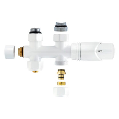 Anschlussgarnitur Mittelanschluss Multiblock Durchgang weiss